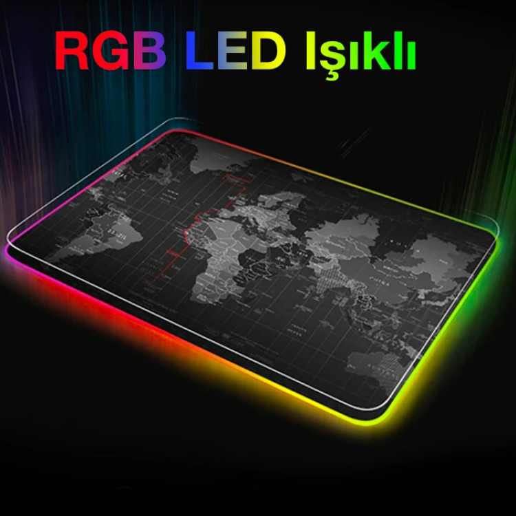 ALLY Dünya Desenli RGB Led Işıklı Oyuncu Mouse Pad 300*250*4MM-(5775)
