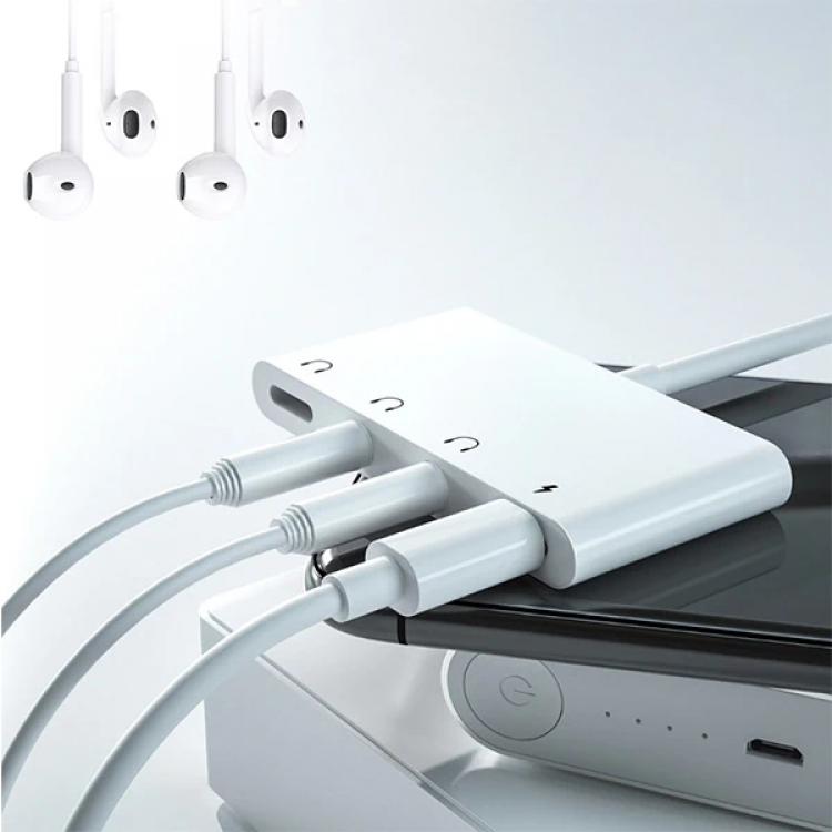 ALLY İPhone 14-13-12-11 4in1 Otg Ses Adaptörü Çift DC 3.5MM Jack-(5775)