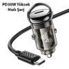 HOCO Z53 Sight Single PD30W Type-C Girişli Araç Çakmaklık Hızlı Şarj Aleti + Type-C to Type-C Kablo-(5775)