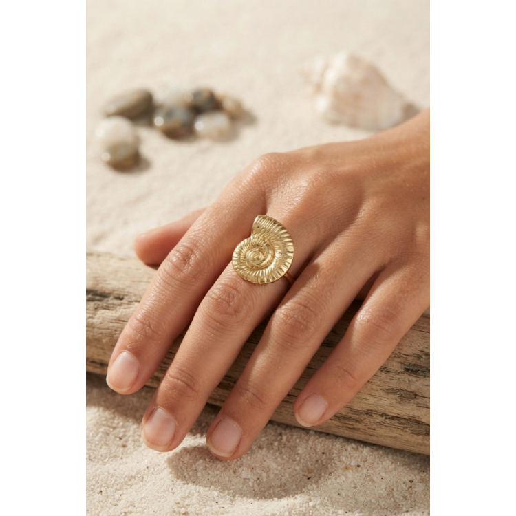 Nautilus Tasarım Gold Renk Kadın Yüzük 5886
