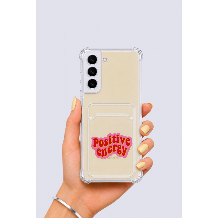 Samsung Galaxy S22 Kartlıklı Pozitif Enerji Desenli Kılıf