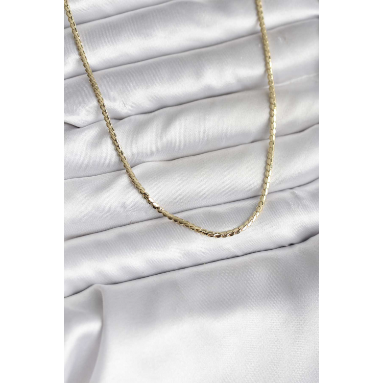 14K Gold Renk Kaplama Ezme Zincir Model CM Kadın Kolye 5886