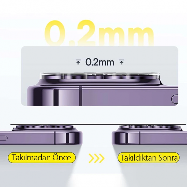 Baseus iPhone 15/15 Plus için Crystal Serisi HD Cam Kamera Koruyucu 2 Adet Set-(5775)