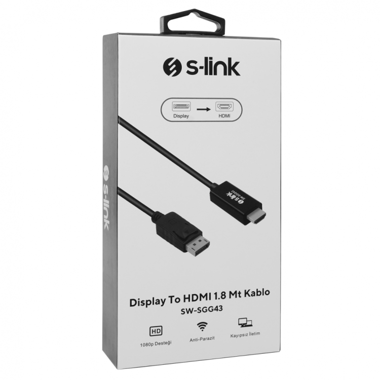 S-LINK SW-SGG43 Display Port (DP) To HDMI Çevirici 18metre Kablo(1923)