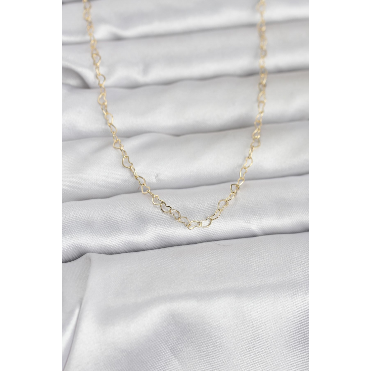 CM 14K Gold Renk Kalp Zincirli 60 cm Kadın Kolye 5886
