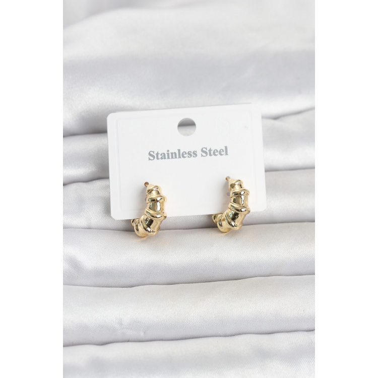 316L Çelik Gold Renk Halka Model Kadın Küpe 5886