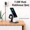 ALLY W68 15W 3in1 Manyetik ve Katlanabilir Portatif Masaüstü Kablosuz Şarj Standı-(5775)