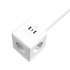 S-LINK PRZ04 4 Soket Akım Korumalı Priz 1x Type-C 2xUSB 5V 2Mt Kablo 306 Joule Küp Tasarım (Beyaz)(1923)