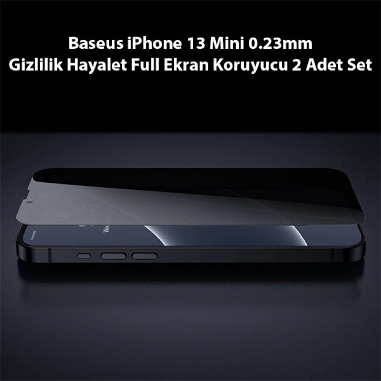 Baseus iPhone 13 Mini 0.23mm Gizlilik Hayalet Full Ekran Koruyucu 2 Adet Set-(5775)