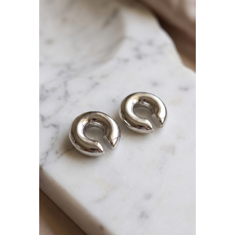 316L Çelik Gümüş Renk Çiftli Earcuff Küpe 5886