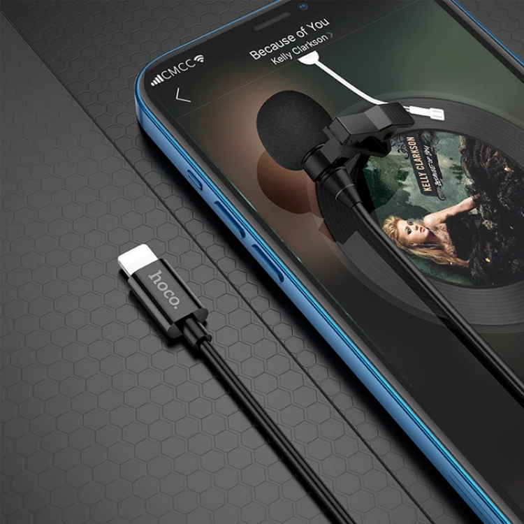 HOCO L14 iPhone Lightning Kablolu Profesyonel Yayıncı Yaka Mikrofonu 2mt-(5775)