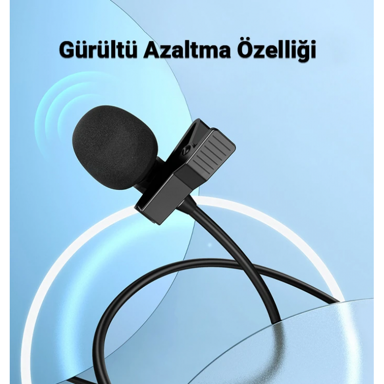 HOCO L14 iPhone Lightning Kablolu Profesyonel Yayıncı Yaka Mikrofonu 2mt-(5775)