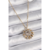 316L Çelik Gold Renk Zincir Zirkon Taşlı Mix Renk Güneş Model Kadın Kolye 5886