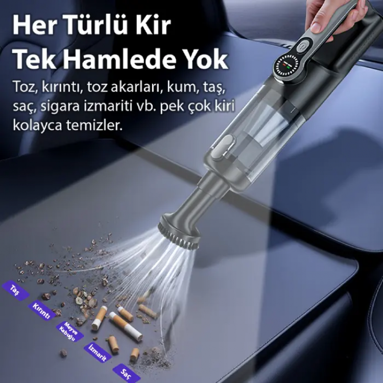 EZERE PowerVac1 20000pa Araç İçi ve Ev Tipi Şarjlı Vakum Süpürge-(5775)