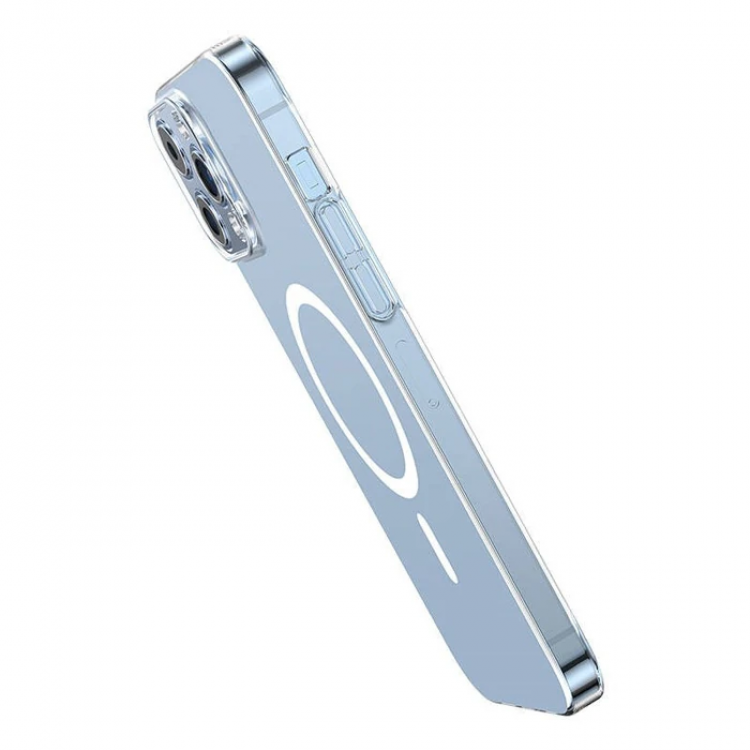 Baseus Crystal iPhone 13 Pro Max 6.7 Magsafe Silikon Kılıf + Tempered Ekran Koruyucu Set-(5775)
