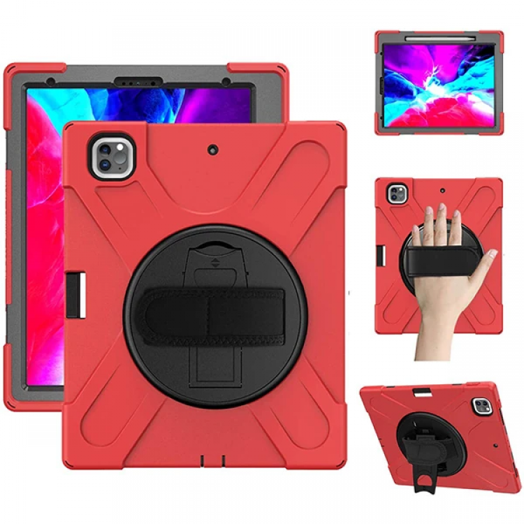 İPad Pro 12.9-inch (2021)-(2020) Kılıf Kalem Yerli 3 Katmanlı Standlı Zırh Kılıf-Shockproof-(5775)
