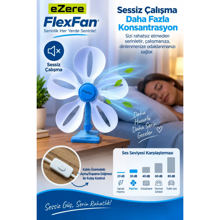Ezere FlexFan Klipsli Elektirikli Vantilatör Ev Ofis Mini Fan-(5775)