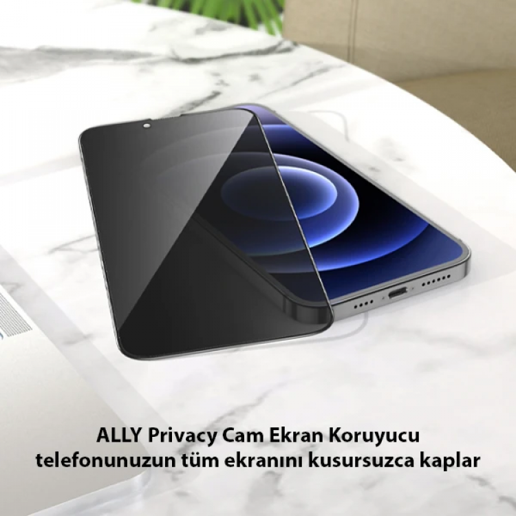 ALLY İPhone 13 Mini 3D Full Privacy Gizlilik Cam Ekran Koruyucu Anti-Spy-(5775)