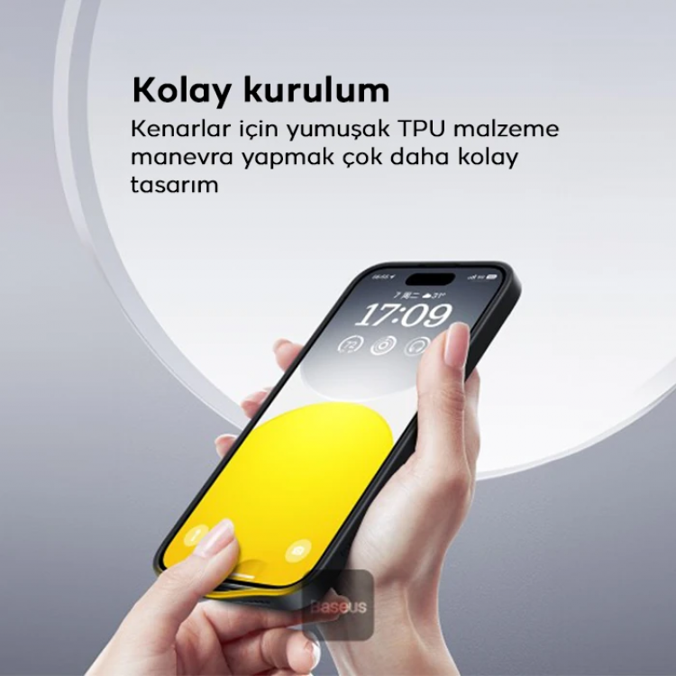 Baseus iPhone 15 Plus SkyRing Serisi Standlı Magsafe Manyetik Kılıf + Tempered Ekran Koruyucu Set-(5775)