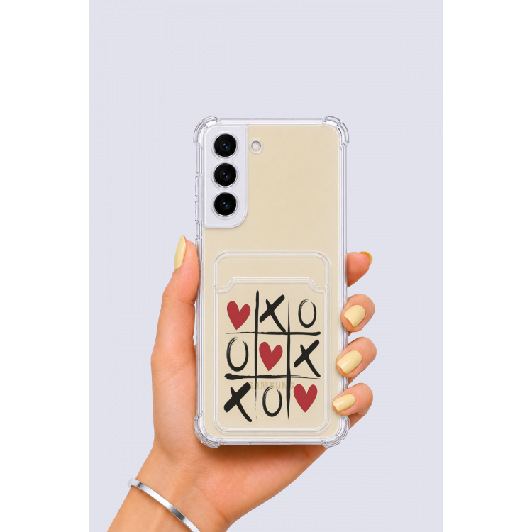 Samsung Galaxy S22 Kartlıklı XoXO Desenli Kılıf