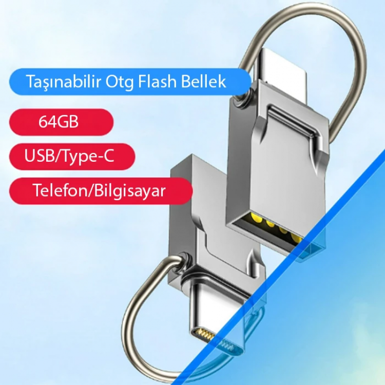 ALLY 64GB Type-c Usb Otg Flash Bellek - USB 2.0 100MB/S Flash Disk-(5775)
