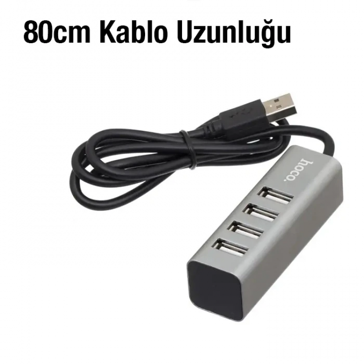 HOCO HB1 80cm Kablolu 4 Portlu USB Çoğaltıcı HUB Adaptör-(5775)