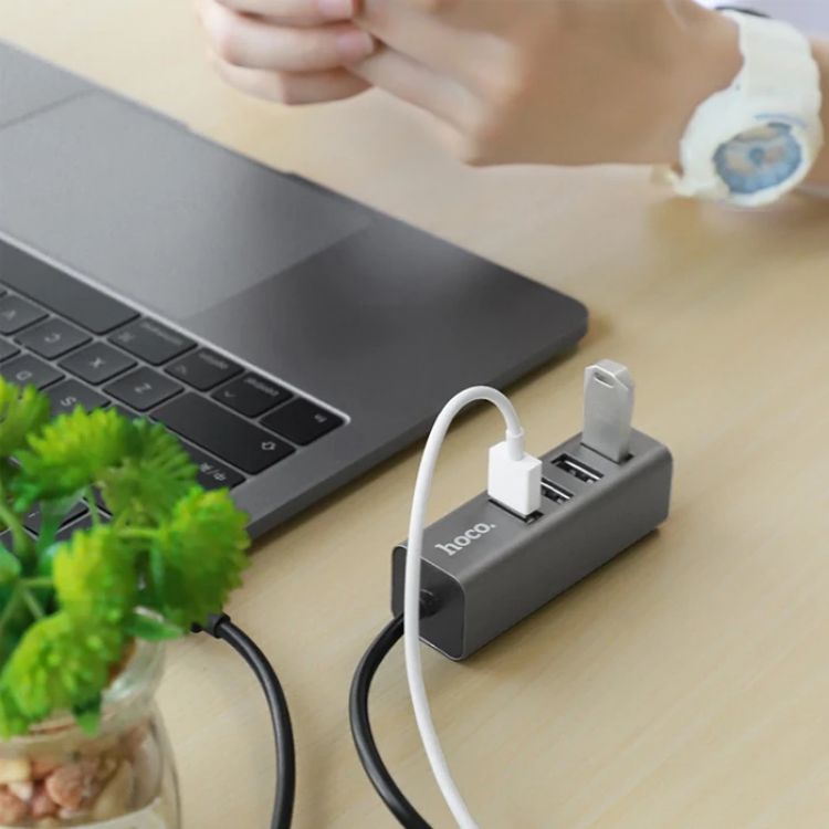 HOCO HB1 80cm Kablolu 4 Portlu USB Çoğaltıcı HUB Adaptör-(5775)