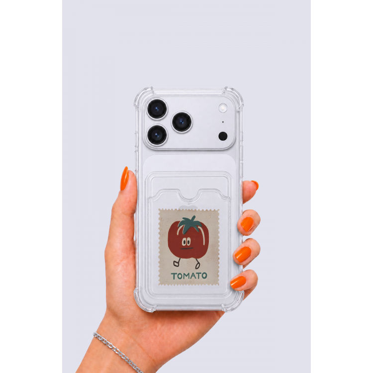 iPhone 17 Pro Max Kartlıklı Tomato Desenli Kılıf