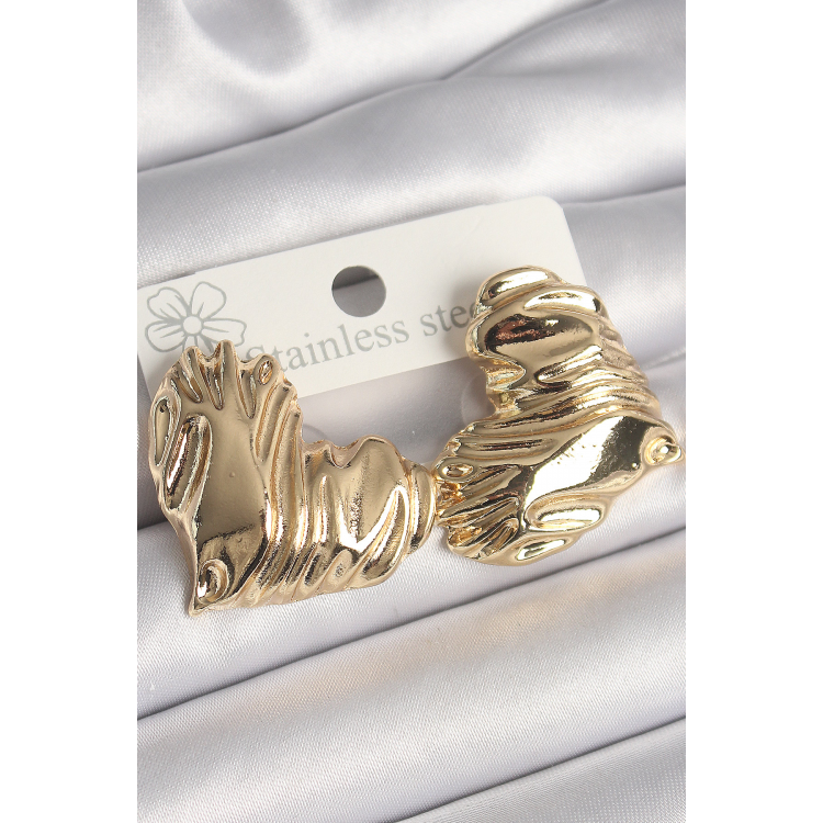 Pirinç Gold Renk İşlemeli Kalp Model Kadın Küpe 5886