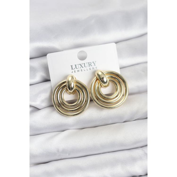 Gold Renk Pirinç Vintage Kadın Küpe 5886