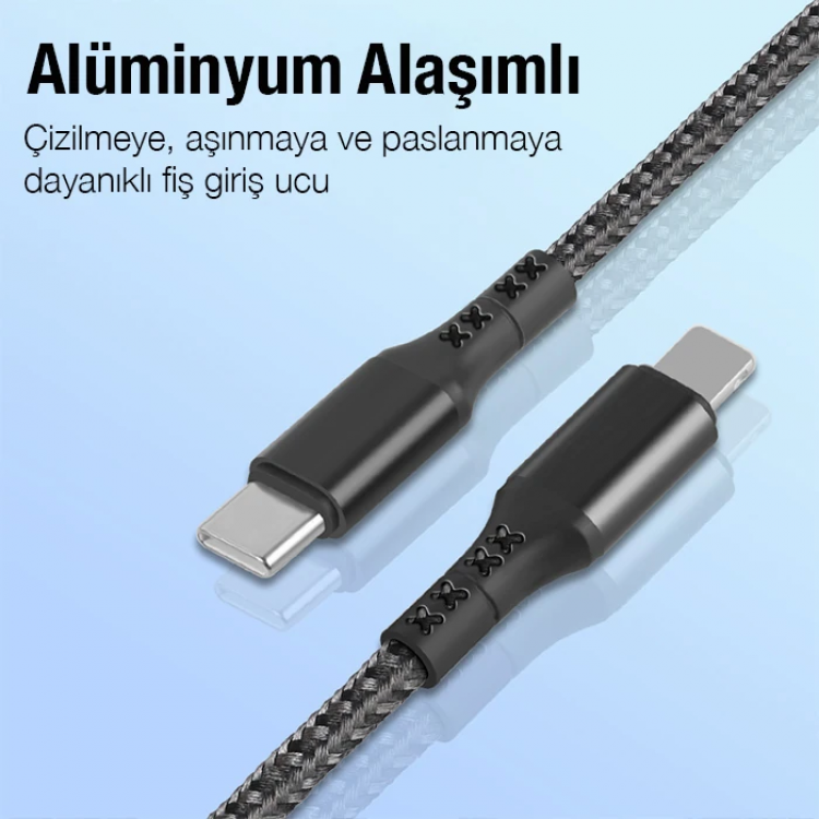ALLY 1mt 27W Type-C To iPhone Lightning Süper Hızlı Data ve Şarj Kablosu Akım ve Isı Korumalı Halat-(5775)