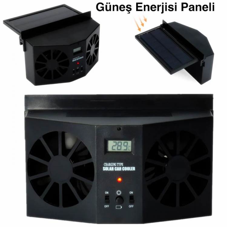 Ally R-8032 Güneş Enerjili Çift Fanlı Solar Oto Araç Havalandırma-(5775)