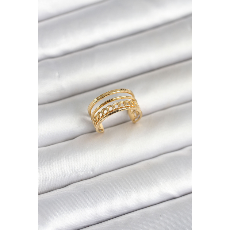 316L Çelik Gold Renk Zincirli Vintage Model Kadın Yüzük 5886