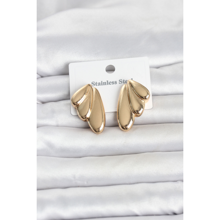 316L Çelik Gold Renk Vintage Kadın Küpe 5886