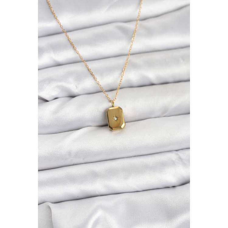 316L Çelik Zincir Gold Renk Minimal Kutup Yıldızı Model Kadın Kolye 5886
