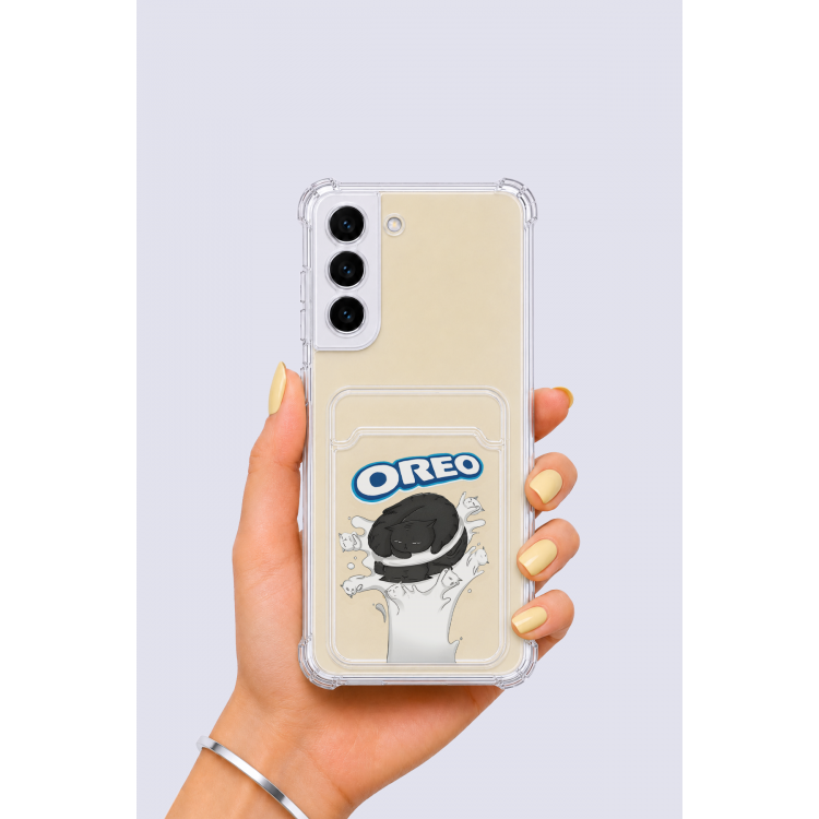 Samsung Galaxy S22 Kartlıklı OREO Desenli Kılıf