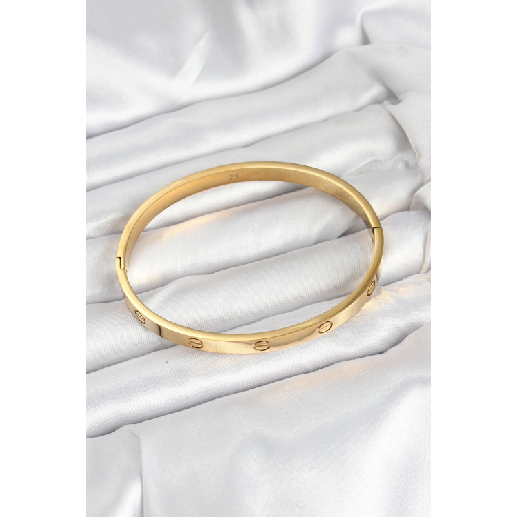 316L Çelik Gold Renk 65 mm Kadın Kelepçe Bileklik 5886