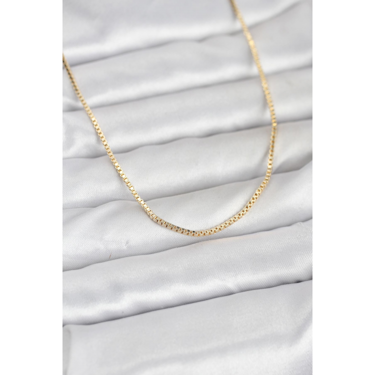 CM 14K Gold Renk Kare Zincirli Model 60 cm Kadın Kolye 5886