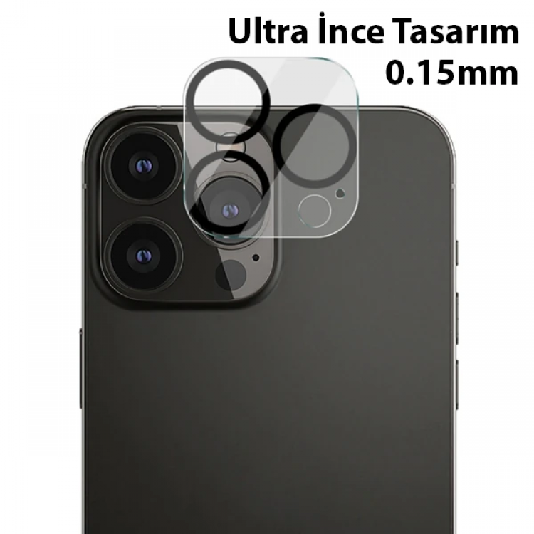 ALLY İPhone 13 Pro-13 Pro Max 3D Full Tempered Glass Cam Kamera Koruyucu-(5775)