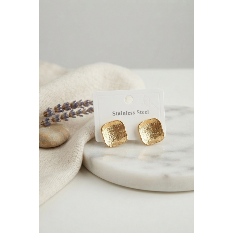 316L Çelik Gold Renk Ters Bombe Model Küpe 5886
