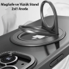 ALLY iPhone 15 Plus İçin Magsafe Uyumlu Yüzük Standlı Manyetik Silikon Kılıf-(5775)