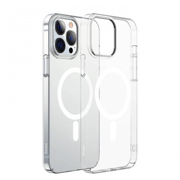 Baseus Crystal iPhone 13 Pro Magsafe Silikon Kılıf + Tempered Ekran Koruyucu Set-(5775)