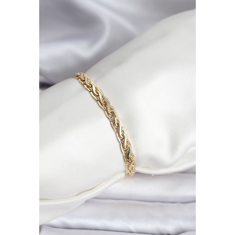 14K Gold Renk Kaplama Lazer Zincir Model CM Kadın Bileklik 5886