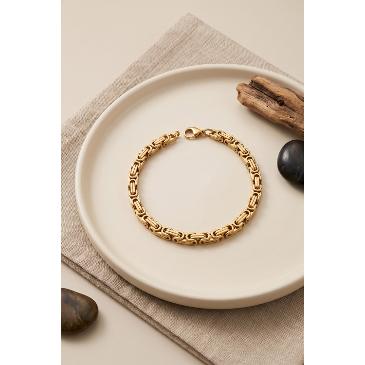 316L Çelik Gold Renk Kral Zincir Model Erkek Bileklik 5886