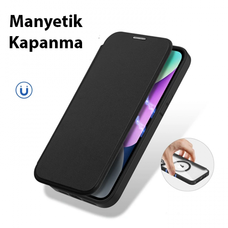 Dux Ducis iPhone 14 Plus 6.7 Kılıf Skin X Pro Series MagSafe Kapaklı Kılıf Folio Case-(5775)