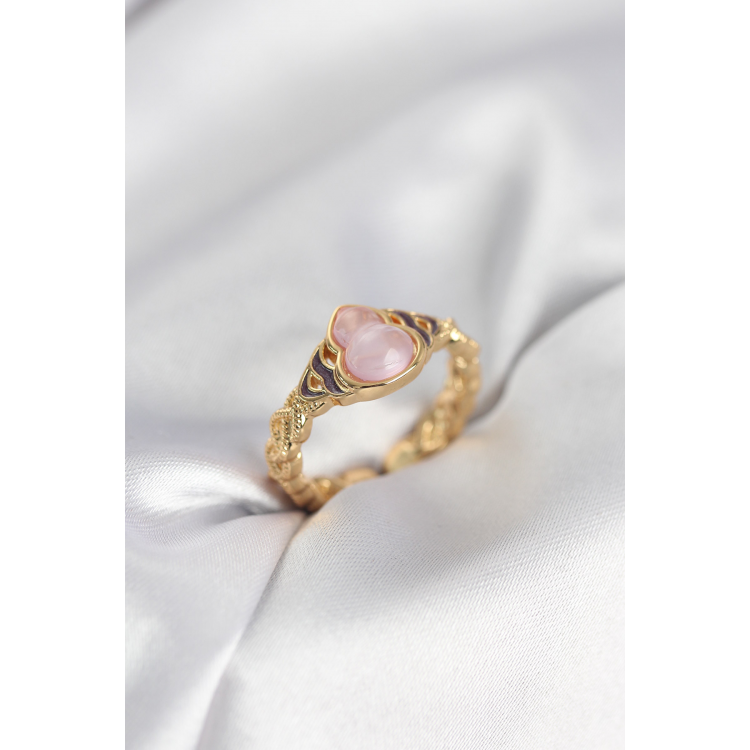 Gold Renk Pembe Damla Model Kadın Yüzük 5886
