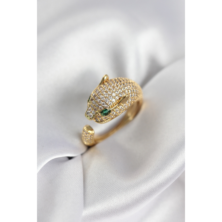 Jaguar Model Gold Renk Zirkon Taşlı Kadın Yüzük 5886