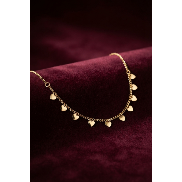 Gold Pirinç Kalp Model Kadın Kolye 5886