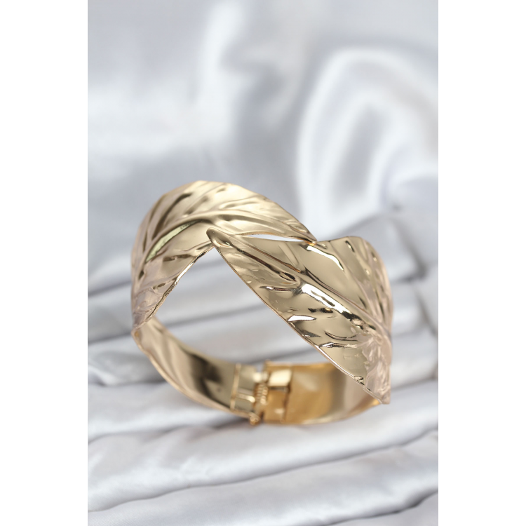Pirinç Gold Renk Yaprak Model Kadın Bileklik 5886
