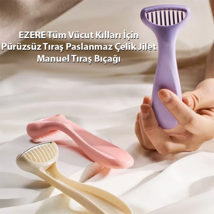EZERE Tüm Vücut Kılları İçin Pürüzsüz Tıraş Paslanmaz Çelik Jilet Manuel Tıraş Bıçağı-(5775)